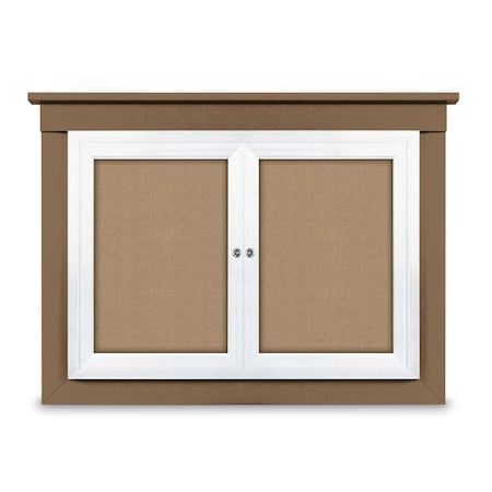 United Visual Products 18"x24" 1-Door Enclosed Letterboard, Header, Blue Vinyl/Lt Oak UV2620HD-LTOAK-BARBLU